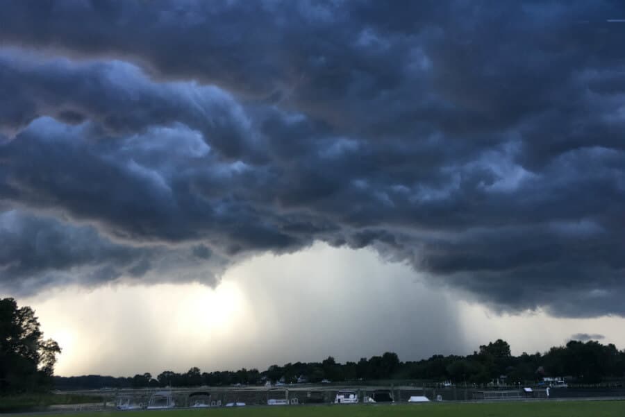 An approaching storm and school year, meteors, a snack bar victory, and a 5-D poster (7 Quick Takes)