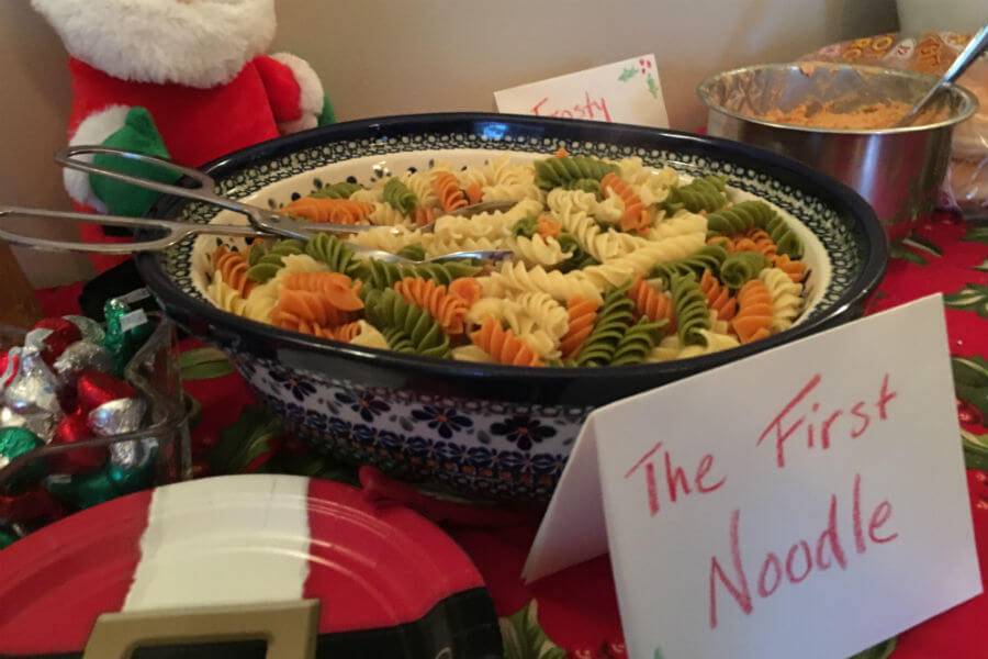Singing for your supper at a Christmas carol-themed party