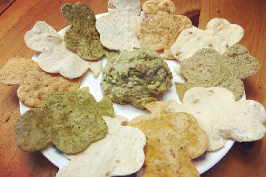 A simple St. Patrick’s Day appetizer: Shamrock-shaped tortilla chips