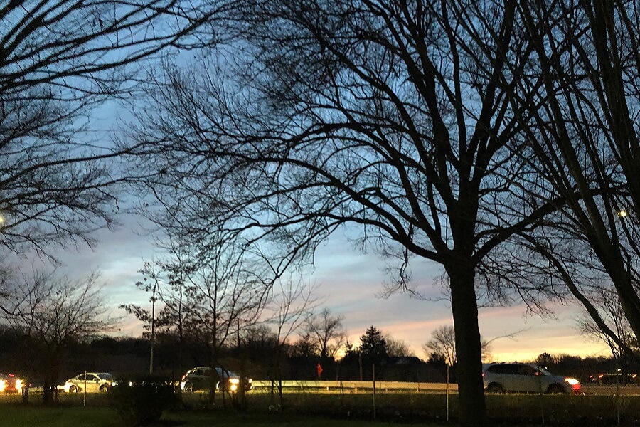 Discovering the last of the daylight on a winter evening