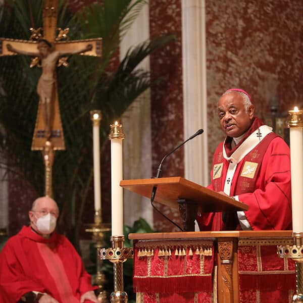 Washington Archbishop Wilton D. Gregory preaches his homily.