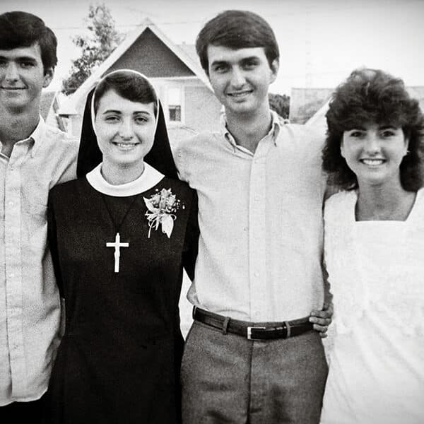 From left, the Lewandowski siblings: Joseph, Sister Mary Francis, Bruce and Paula in 1987. (Courtesy Lewandowski family)
