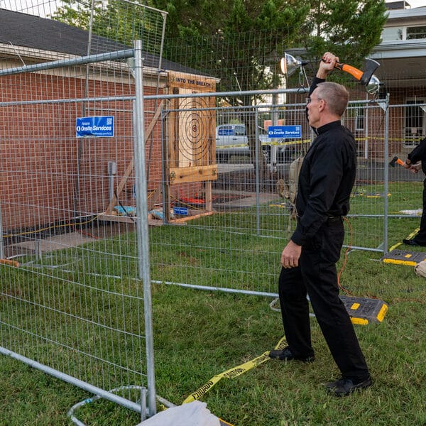 Bullseye: Men fling axes in Anne Arundel County to step up faith