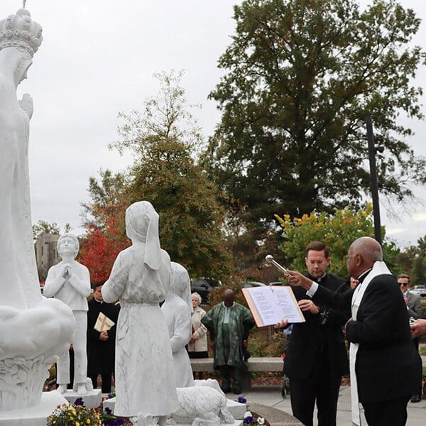 Cardinal Gregory blesses D.C. shrine’s replacement of vandalized Mary statue