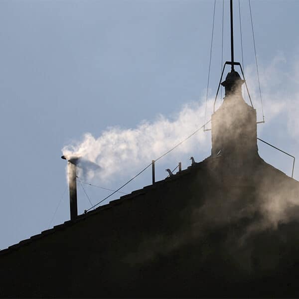 White smoke emerges, indicating election of new pope