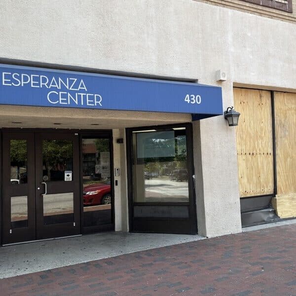 Driver arrested after crashing into entrance of Esperanza Center