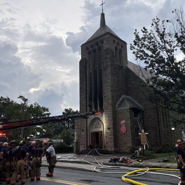 Two-alarm fire damages St. Rita Church 