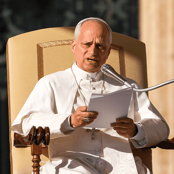 Pope Leo XIV talks during general audience