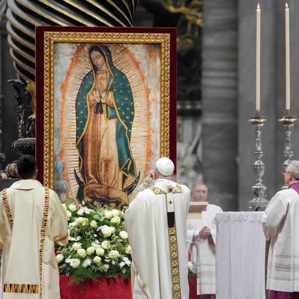 Pope Leo XIV incenses an image of Our Lady of Guadalupe
