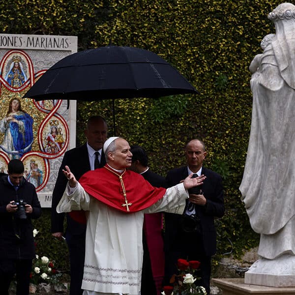 Pope welcomes new Marian mosaic, St. Rose of Lima statue in Vatican Gardens