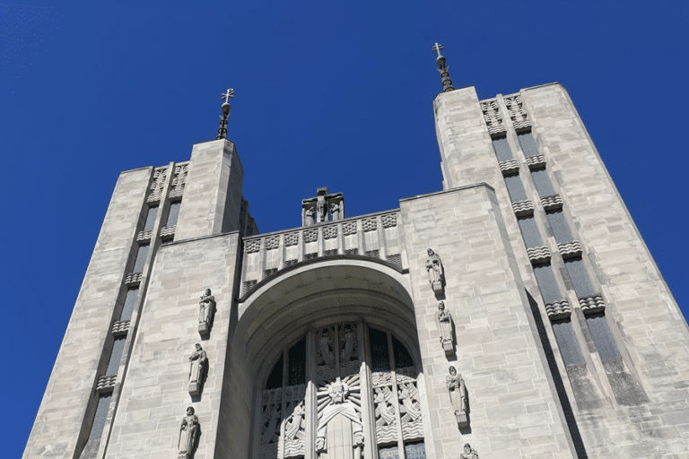 blue sky over the Cathedralof Mary Our Queen